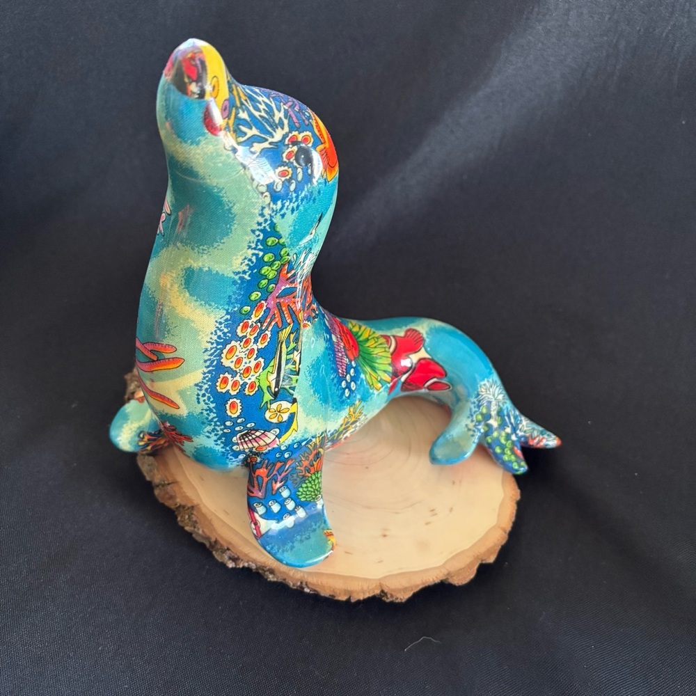 Vintage Colorful Ceramic Seal Figurine